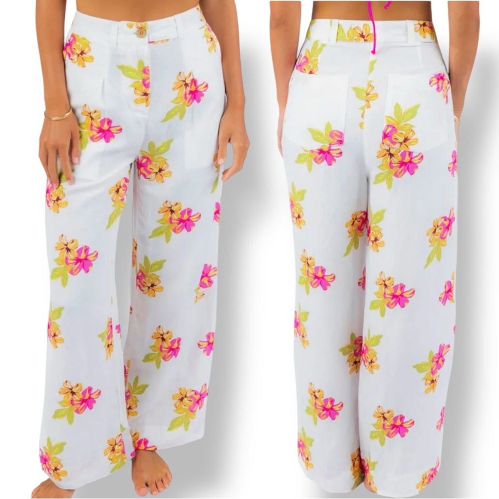 Rip Curl Floral Linen Pants Cabana Trouser